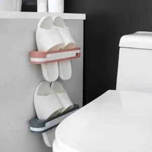 ( )무타공 슬리퍼 거치대 핑크 슬리퍼걸이 슬리퍼정리대 욕실화거치대 실내화걸이 거실실내화거치대