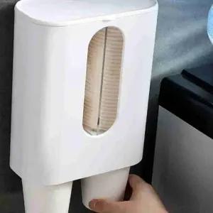( )이중 컵 보관함 벽걸이 컵 거치대 수직 컵 디스펜서 종이컵수납함 컵디스펜서