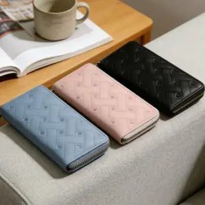 하트 자수 여성 장지갑 카드 동전 수납 클러치 지갑