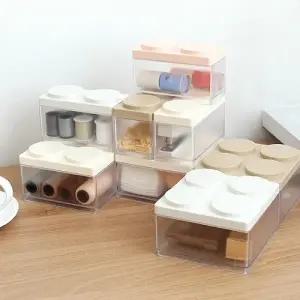 ( )오픈형 블럭 수납함 4칸 투명 수납함 플라스틱 공간활용 다용도 정리