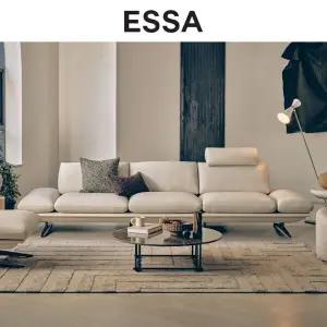 [에싸] 카미노 4인 베티버 천연 면피 통가죽 소파+스툴