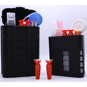 초점 인쇄 공막 렌즈 보관 케이스 여행 키트. 키트 정리함. 식염수 용액, 콘택트 케이스, 삽입기 및 제거기