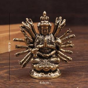 레트로 황동 천수보살 불상 음보살 제단상 사원 불교 선물 가정 장식