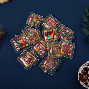 신상 티베트 탕카 그린 타라 불교 포켓 열쇠고리 소형 펜던트 풍수