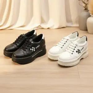 여성용 봄가을용 합성피혁 통굽운동화