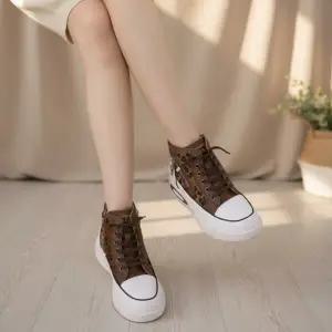 여성용 데일리 통굽 하이탑 스니커즈