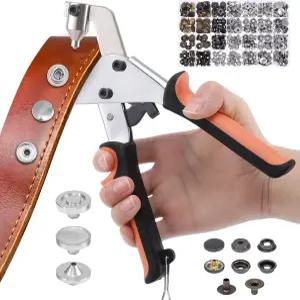 100세트 15mm 스냅 버튼 키트 스테인리스 스틸 패스너 100세트가 포함된 Dntorx 헤비 듀티 도구 패브릭
