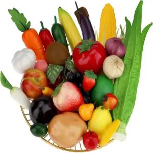 워레이션 30pcs 플라스틱 인공 과일 가짜 채소 시뮬레이션 폼 미니 세트 실물과 같은 음식 모델 테이블