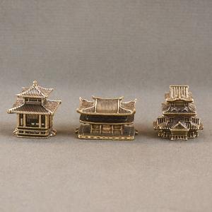 레트로 황동 정자 고대 건축 분재 어항 장식 모델