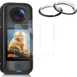 NKSRCP Insta 360 4 에어 플라스틱 렌즈 보호기 Insta360 버블 유리 긁힘 화면 프리 방지2PC 세트 하드