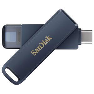 [미국배송] 아이폰호환 SANDISK 256GB 휴대폰 드라이브 - USBC 및 라이트닝 아이폰호환 아이패드호환 MAC 장치와 호환 아이폰호환 인증 메탈릭 블루 피니시 SDIXD0N256GGN6NE