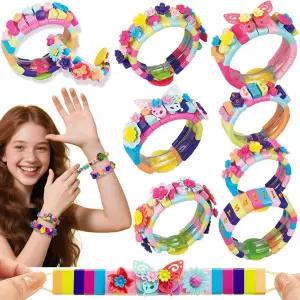 7세 이상 소녀를 위한 코이날라 우정 팔찌 만들기 키트 488피스 DIY 참 고무 밴드 매력 스티커 공예 용품