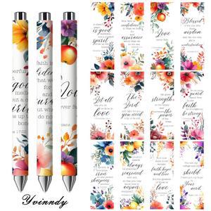 24개 기독교 텍스트 UV DTF 방수 비닐 자체 긁힘 방지 접착식 세트