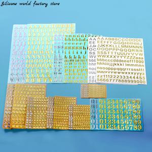 실리콘 세계 9MM 문자 골드 필러 만들기에 실버 스티커 숫자 금형 에폭시 공예 장식 DIY 수지