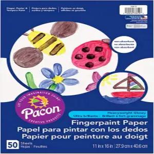 PACON PAC73610 핑거 페인트 종이 11인치 x 16인치 흰색 50매