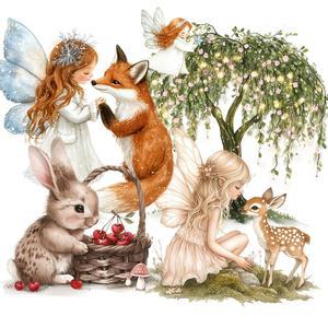 JAIIMAN PET 아트지 스티커 세트 스크랩북 우드 랜드 장식 84 앨범 휴일 요정 토끼 80