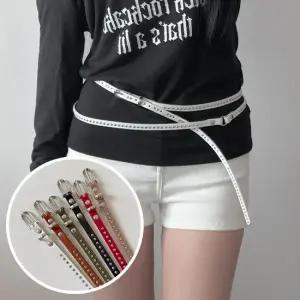 두줄 스터드 여성벨트 PU가죽 원피스 허리띠 얇은 슬림벨트