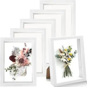 KisSealed 6피스 섀도우 박스 액자 5 x 7인치 3D 전시 케이스 말린 꽃 DIY 공예 기념품 티켓용 1.2인치