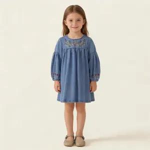 에스닉플로럴 여아 긴팔 자수 데님원피스 206096