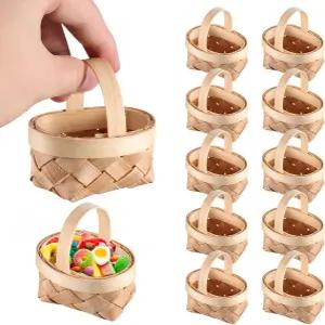 TOPPERFUN 24개 미니 직조 바구니 2.7x2.4x2.0인치 미니어처 나무 부활절 사탕 선물 핸드바스켓 크리스마스