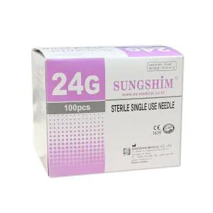 성심 일회용 멸균주사침 24GX19mm 1통(100개)여드름 니들 주사기 바늘