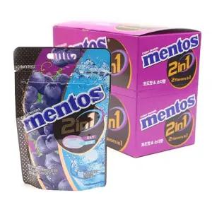 멘토스 2in1 그레이프소다향 45g (1타 10개입)/어린이/간식/화이트데이/과일/사탕/캬라멜/미니/맨토스/아이