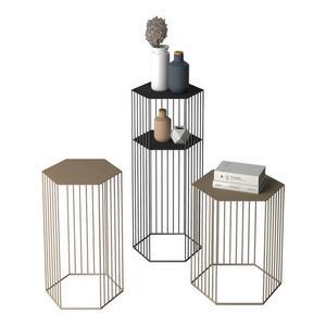 북유럽풍 철제 다용도 육각 화분선반 2단 코너 미니협탁 모던 티테이블 탁자 심플 대형