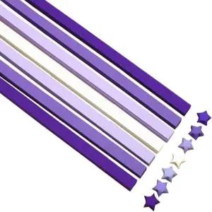 행운의 별 종이 보라색 그라디언트 색상의 종이접기 스트립 1080장 DIY 예술 공예 장식용 접이식
