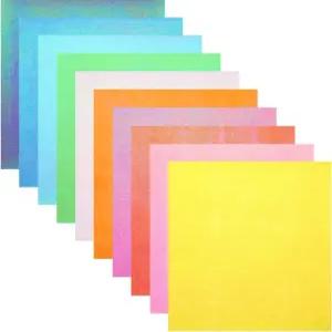 메카닉스티 100매 글리터 종이접기 종이 3x3인치 반짝이는 사각형 접이식 7x7cm 리데센트 DIY 아트 공예