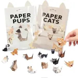 100매 3D 고양이 종이접기 키트 - 애호가 성인 및 청소년을 위한 DIY 접이식 종이 동물 책상 장식 공예