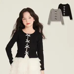 발레코어 여아 리본배색 긴팔 골지티셔츠 206095