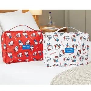 산리오 헬로키티 사과패턴 여행용 파우치 5종 세트 휴대용 손잡이 플랫 신발 화장품 수납 캐리어 정리