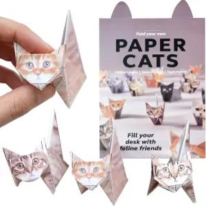 DIY 종이 고양이 종이접기 키트 - 50매 3D 귀여운 피규어 데스크탑 장식 수제 공예 및 반려동물 애호가를