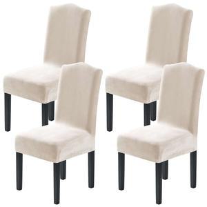 VERSAILTEX 다이닝 세척 스트레치 두꺼운 의자 보호대 가능 파슨 패브릭 다이닝 부드럽고 세트 슬립커버 아이보리 솔리드 커버 벨벳