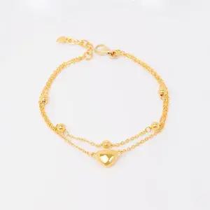 여자 순금 팔찌 디자인 7.5g [루미 하트 레이어드]