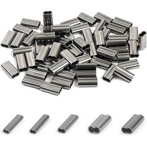 50Pcs 낚시 장비 액세서리 이중 구리 튜브 스테인레스 스틸 라인 고정 고강도  클램프