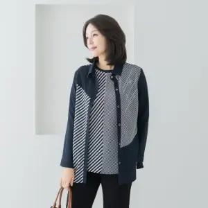 엄마옷 마담4060 사선배색앙상블세트 -QEN2603002-