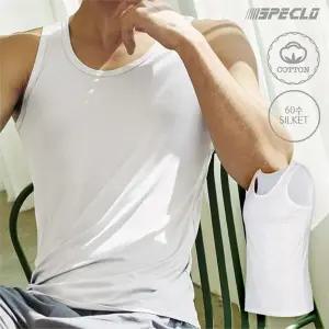 [다잇템]남자 60수 흰색 이너웨어 런닝 실켓 민소매_P337098830