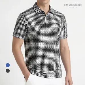 김영주스포츠 남성 큐브 패턴 반팔 티셔츠 KRMT63315 골프 데일리 냉감 여름 카라티