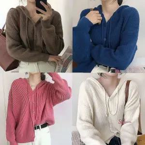 니트 후드가디건 데일리 버튼 아우터 봄 레귤러핏 봄아우터opq775