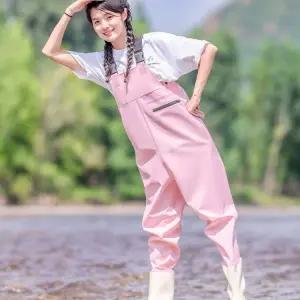 고르미 갯벌옷 옷 가슴장화 갯벌 낚시 농업용 레몬 옐로우 멜빵 바지 여성 대형 포켓