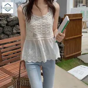 캐주얼 그물 뷔스티에 조끼 민소매 망사 끈나시 빅사이즈 여름 오버핏