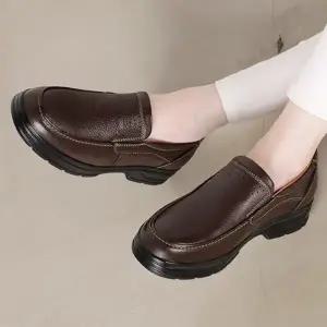 [다잇템] 남성 코지 푹신 캐쥬얼 레더 일상 슬립온