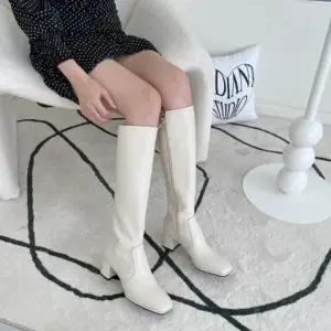 [옷자락]여성 럭셔리 스퀘어토 미들힐 롱부츠