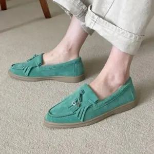 [옷자락]여성 스웨이드 로퍼 봄철 데일리 편안한 플랫화 Shoes