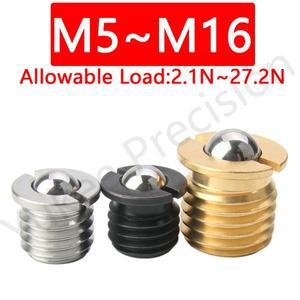 YK413  슬롯 스프링 볼 플런저 M5~M16 황동/탄소강/스테인레스 스틸 세트 볼트 호환(플랜지 포지셔닝 포함)