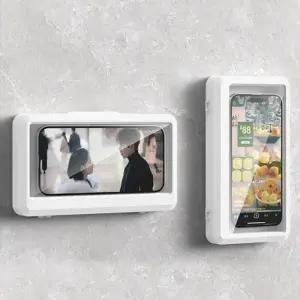(색상-수량 화이트 단일상품-1개)벽걸이 욕실 휴대폰 거치대 샤워 샤워중 폰 시청 회전 방수