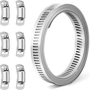 304 스테인리스 스틸 호스 클램프 조절  8.2피트 DIY 금속 스트랩 6개의 고정 장치 포함 튜브 스크류