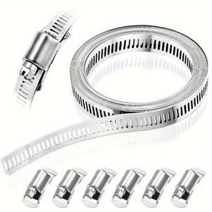 1롤 9.8 피트 304 스테인레스 스틸 웜 클램프 호스 스트랩 (패스너 포함) 조정  DIY 파이프 덕트