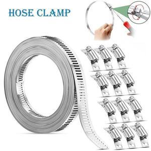 DIY 304 스테인리스 스틸 호스 클램프 스트랩 나사 밴드 조절식 웜 기어 클립 패스너 파이프 덕트 Jubile